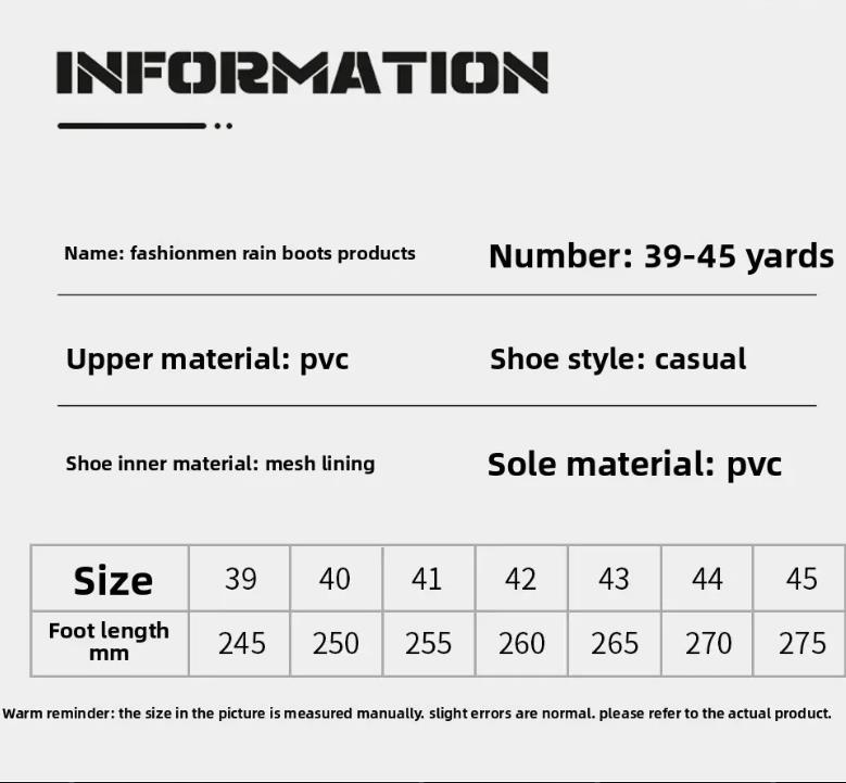 Classic Korean Black Anti-Slip Men's Rubber Boots Short Tube Sports Style Thickened Environmental Protection Water Shoes Zapatos