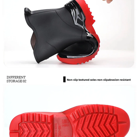 Classic Korean Black Anti-Slip Men's Rubber Boots Short Tube Sports Style Thickened Environmental Protection Water Shoes Zapatos