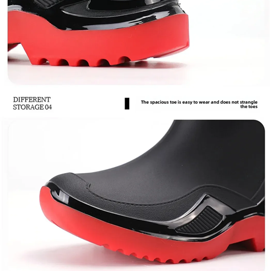Classic Korean Black Anti-Slip Men's Rubber Boots Short Tube Sports Style Thickened Environmental Protection Water Shoes Zapatos