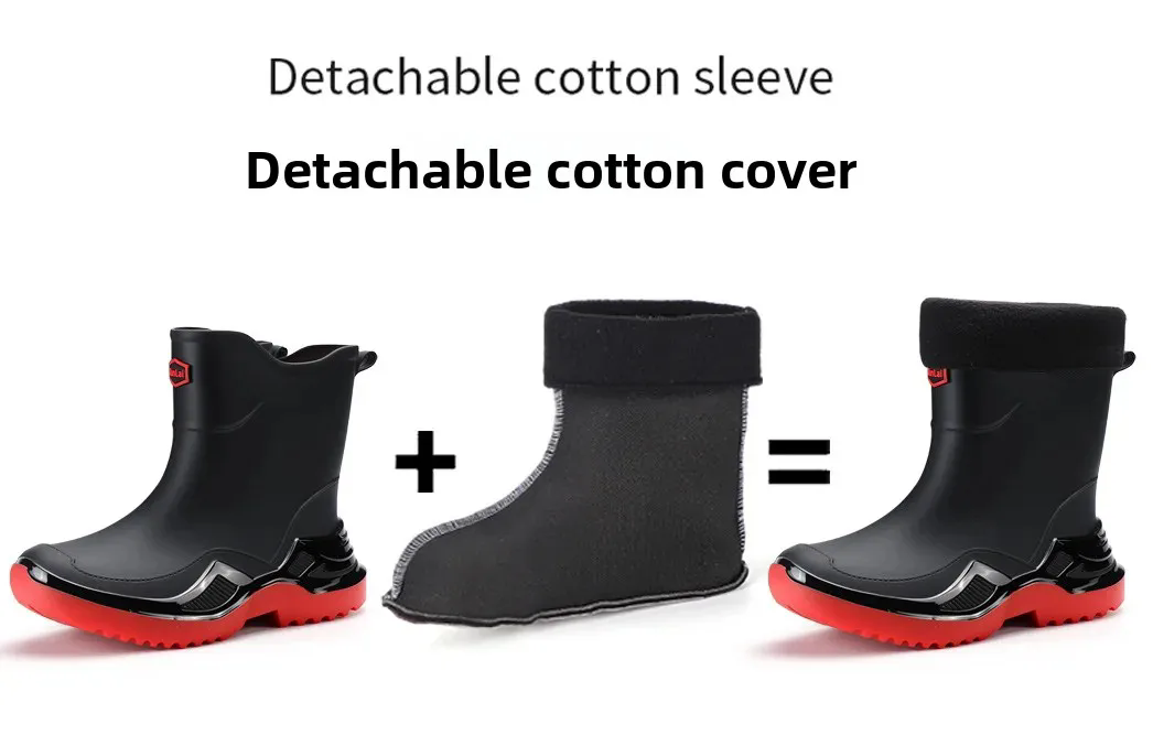 Classic Korean Black Anti-Slip Men's Rubber Boots Short Tube Sports Style Thickened Environmental Protection Water Shoes Zapatos