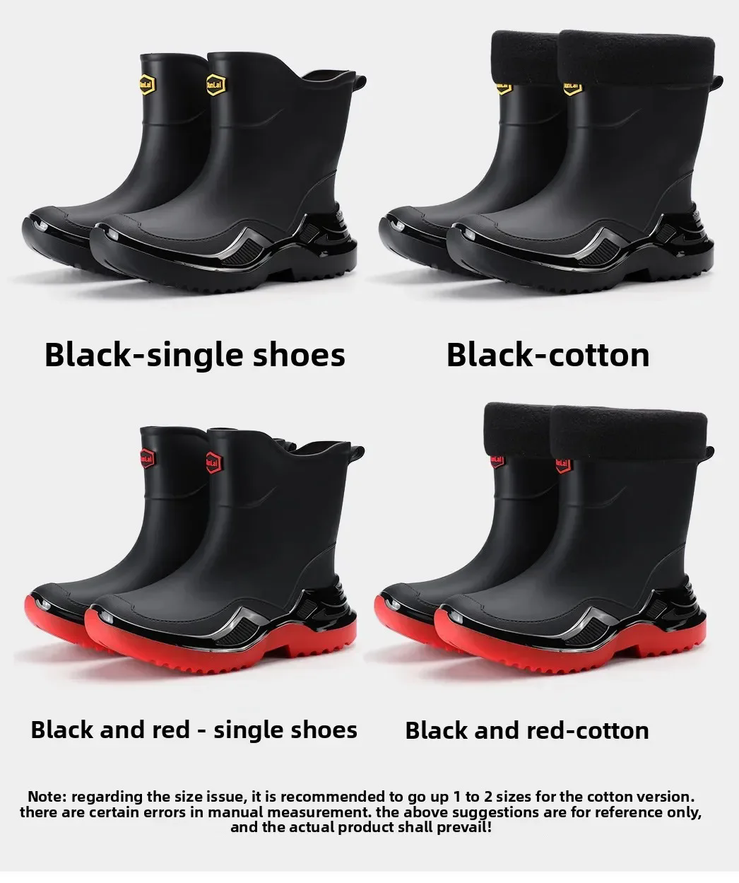 Classic Korean Black Anti-Slip Men's Rubber Boots Short Tube Sports Style Thickened Environmental Protection Water Shoes Zapatos