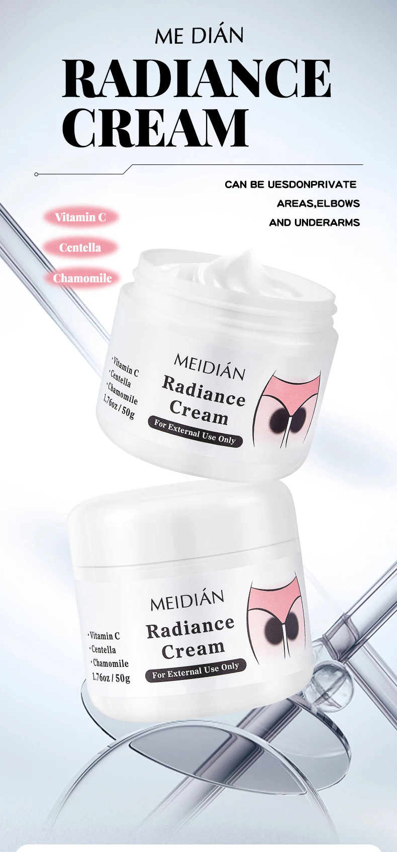 Whitening cream for intimate parts, armpits, buttocks, knees, lightens the inside of the thighs, intimate parts, eliminates B2-1039