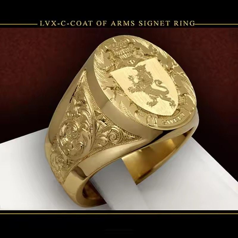 Fashion Niche Domineering Crown Lion Ring Royal Seal Personalized Domineering Street Fashion Party Men's Ring  Accessories A-2134