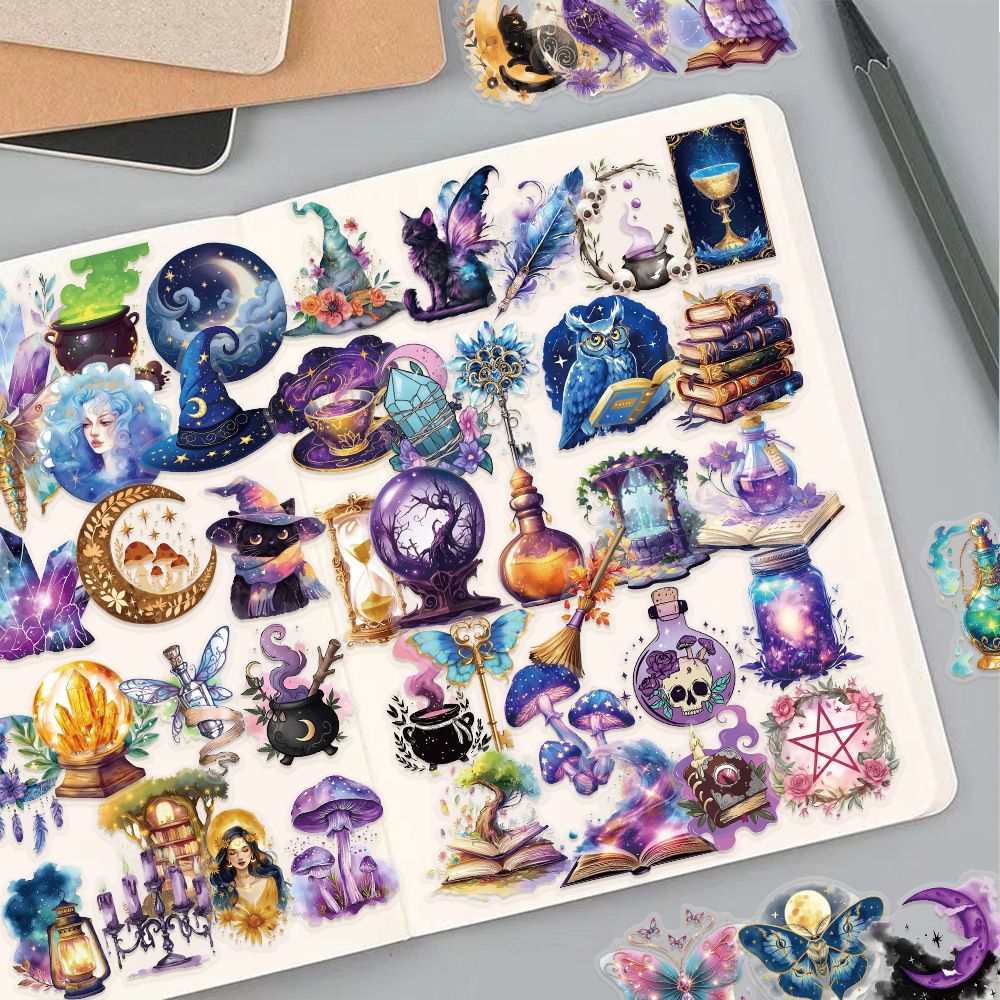 50Pcs Magic Planet Stickers Magic Elements Exquisite Handheld Materials Phone Cases Laptops Suitcases Transparent Waterproof