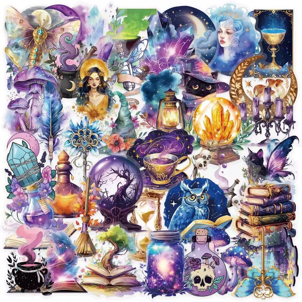 50Pcs Magic Planet Stickers Magic Elements Exquisite Handheld Materials Phone Cases Laptops Suitcases Transparent Waterproof
