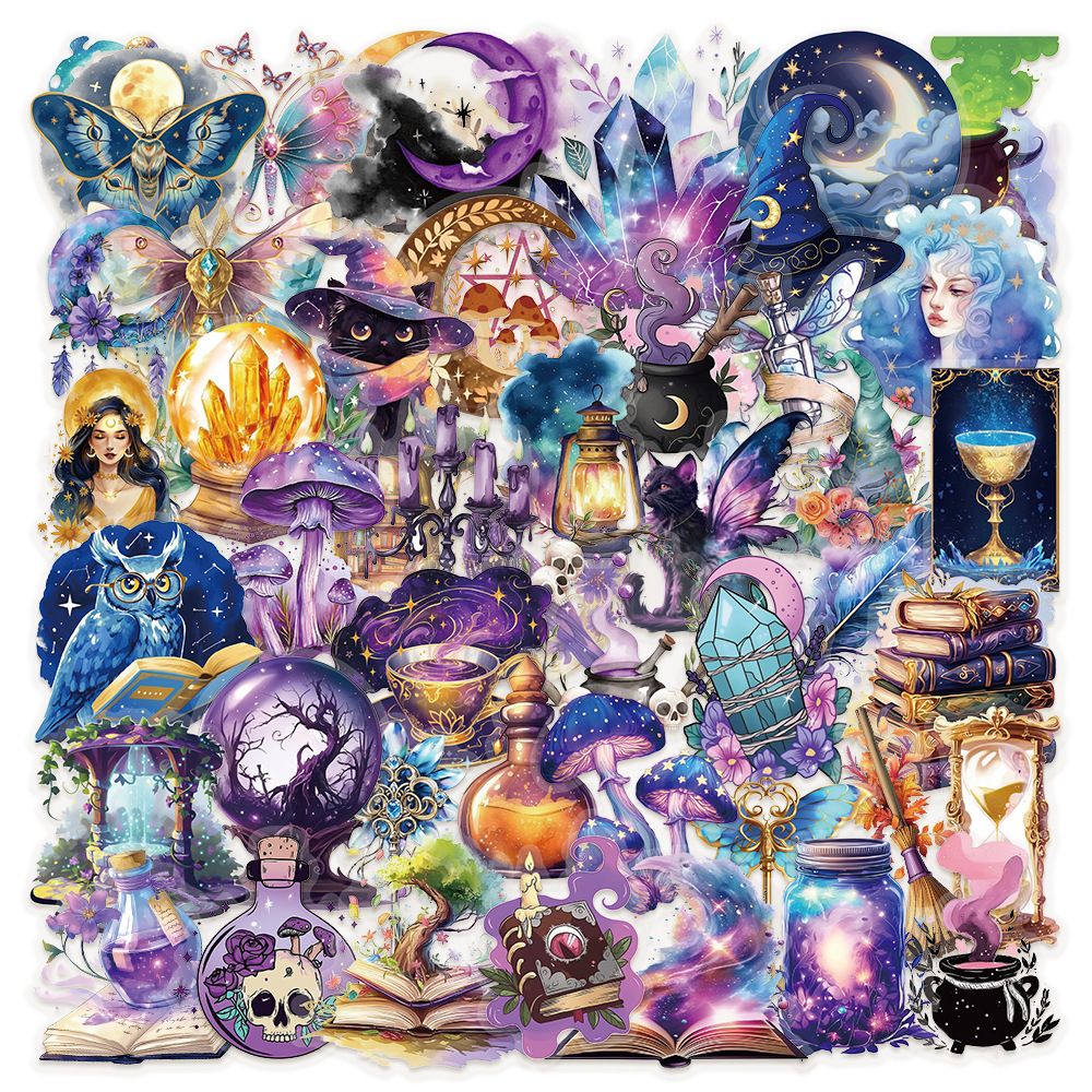 50Pcs Magic Planet Stickers Magic Elements Exquisite Handheld Materials Phone Cases Laptops Suitcases Transparent Waterproof
