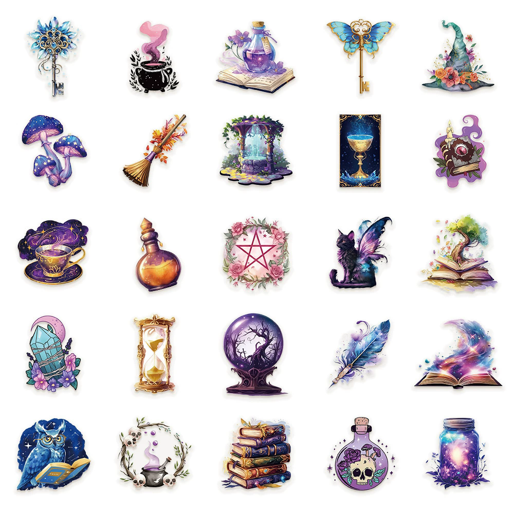 50Pcs Magic Planet Stickers Magic Elements Exquisite Handheld Materials Phone Cases Laptops Suitcases Transparent Waterproof