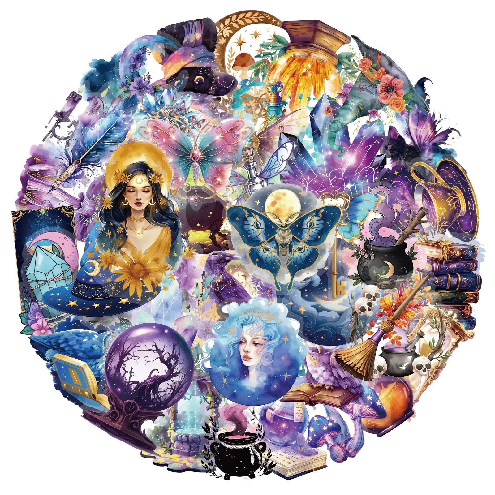50Pcs Magic Planet Stickers Magic Elements Exquisite Handheld Materials Phone Cases Laptops Suitcases Transparent Waterproof