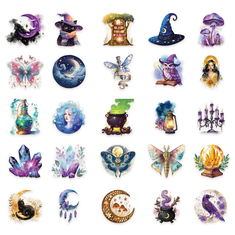 50Pcs Magic Planet Stickers Magic Elements Exquisite Handheld Materials Phone Cases Laptops Suitcases Transparent Waterproof