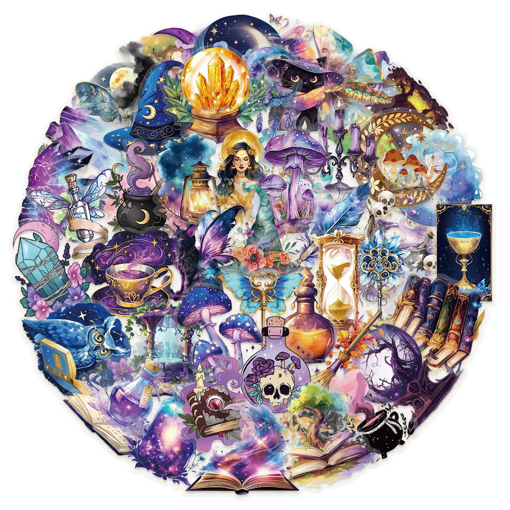 50Pcs Magic Planet Stickers Magic Elements Exquisite Handheld Materials Phone Cases Laptops Suitcases Transparent Waterproof