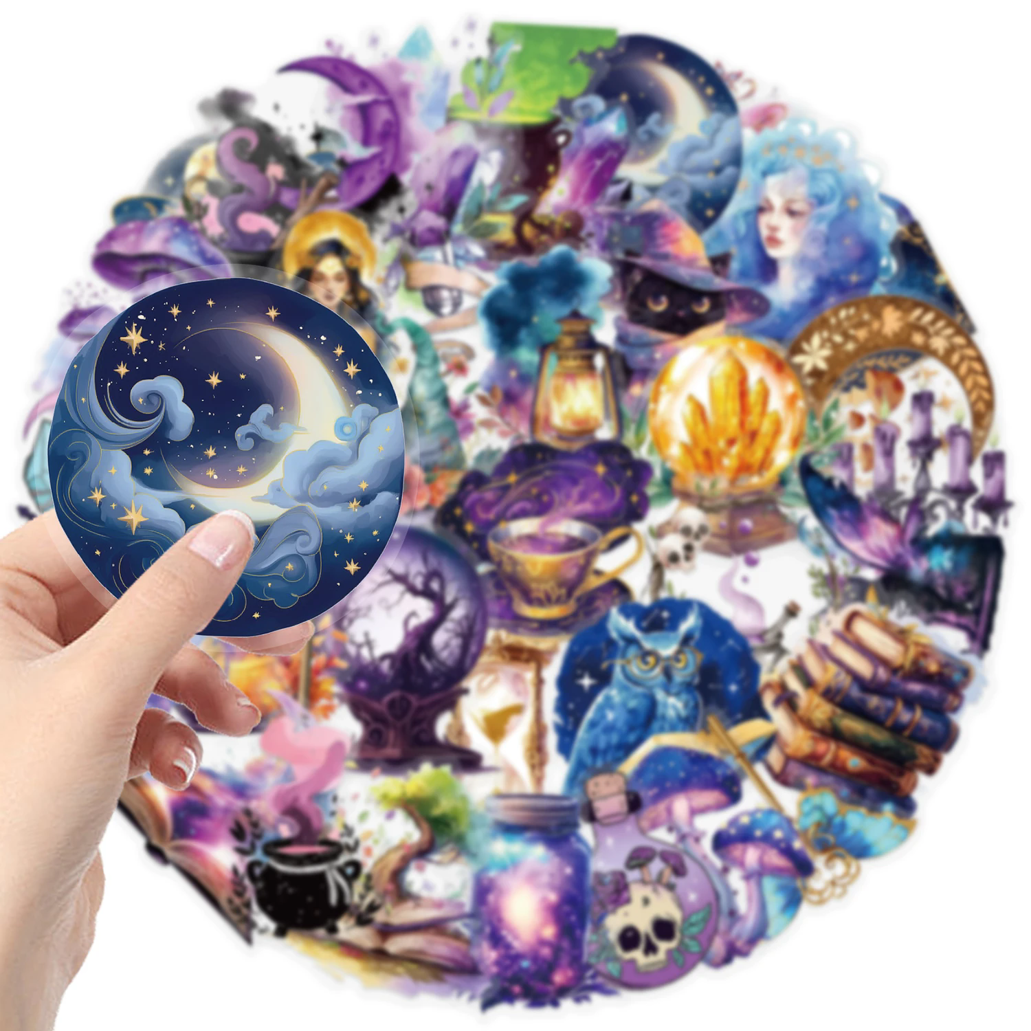 50Pcs Magic Planet Stickers Magic Elements Exquisite Handheld Materials Phone Cases Laptops Suitcases Transparent Waterproof