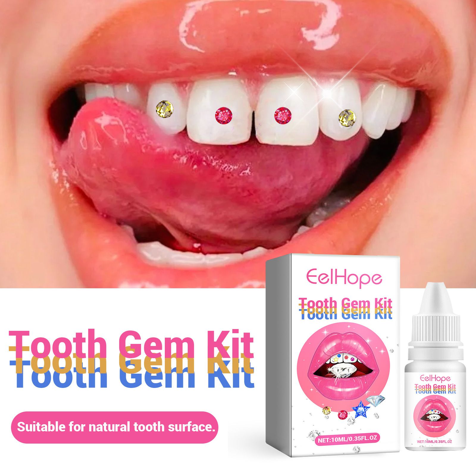 1SET  Tooth Jewelry Kit DIY Teeth Gems Set Glues Light Firm Reliable Clear Precious Stone Crystal Tooth Ornaments Jewellery B2-1053