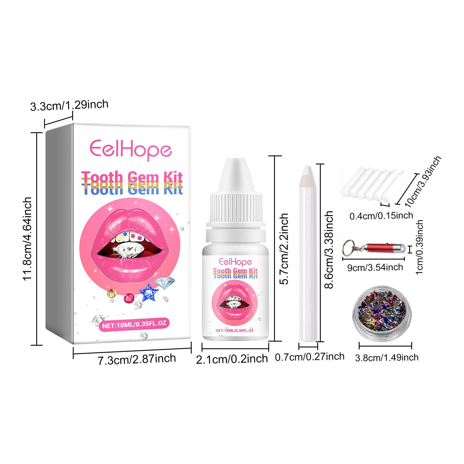 1SET  Tooth Jewelry Kit DIY Teeth Gems Set Glues Light Firm Reliable Clear Precious Stone Crystal Tooth Ornaments Jewellery B2-1053