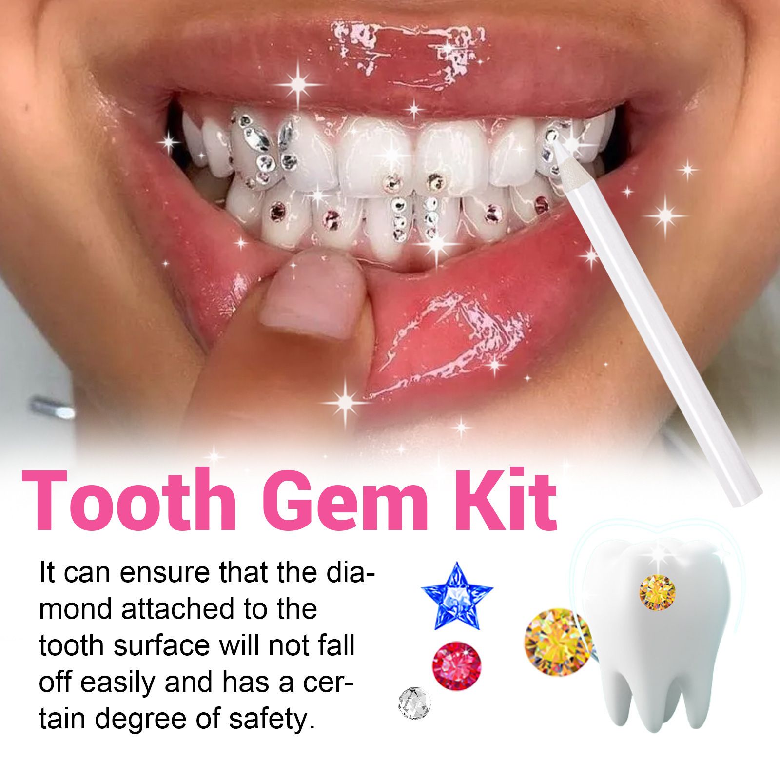 1SET  Tooth Jewelry Kit DIY Teeth Gems Set Glues Light Firm Reliable Clear Precious Stone Crystal Tooth Ornaments Jewellery B2-1053