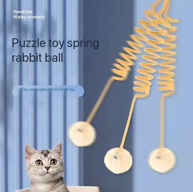 1PC    Pet Toy Interactive Cat Toys Funny Cat Stick Spring Rope Ball Plush Toy Interactive Play Training Toys Cats Supplies