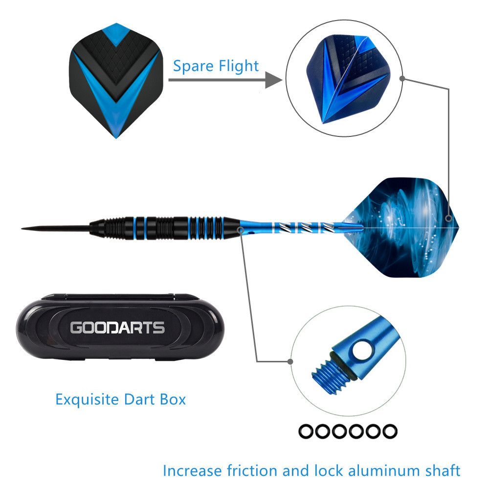 Tungsten Darts 3pcs/sets with Case+Steel Tip Needle+Barrel+Flights+Sports Shafts Professional Monochrome/Bicolor Darts Gifts