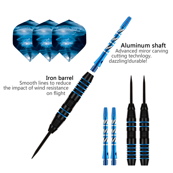 Tungsten Darts 3pcs/sets with Case+Steel Tip Needle+Barrel+Flights+Sports Shafts Professional Monochrome/Bicolor Darts Gifts