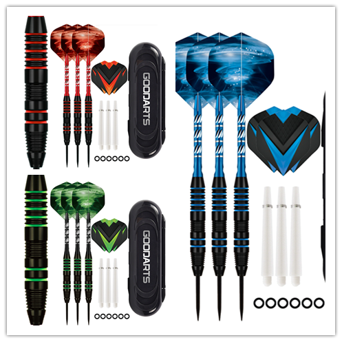 Tungsten Darts 3pcs/sets with Case+Steel Tip Needle+Barrel+Flights+Sports Shafts Professional Monochrome/Bicolor Darts Gifts