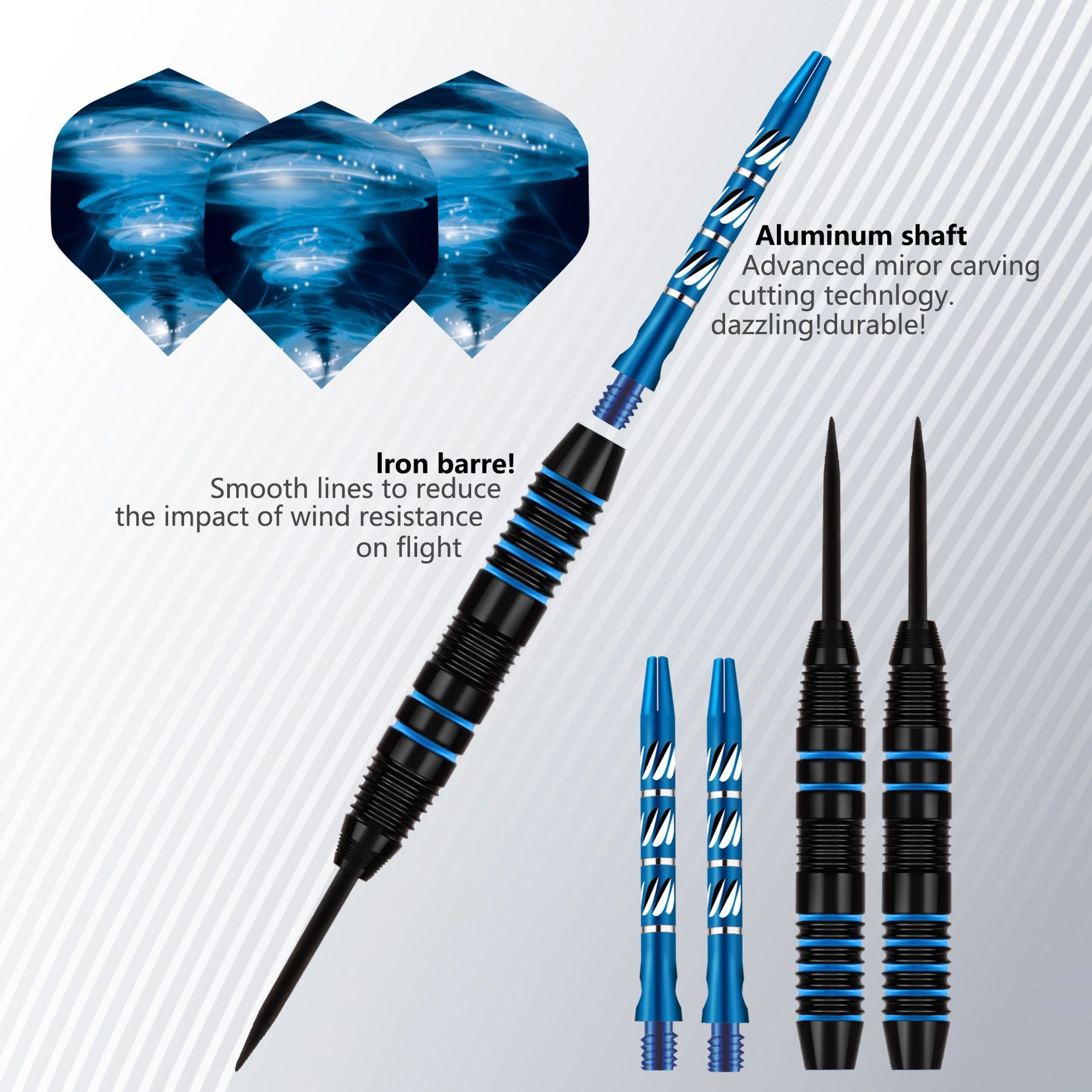 Tungsten Darts 3pcs/sets with Case+Steel Tip Needle+Barrel+Flights+Sports Shafts Professional Monochrome/Bicolor Darts Gifts