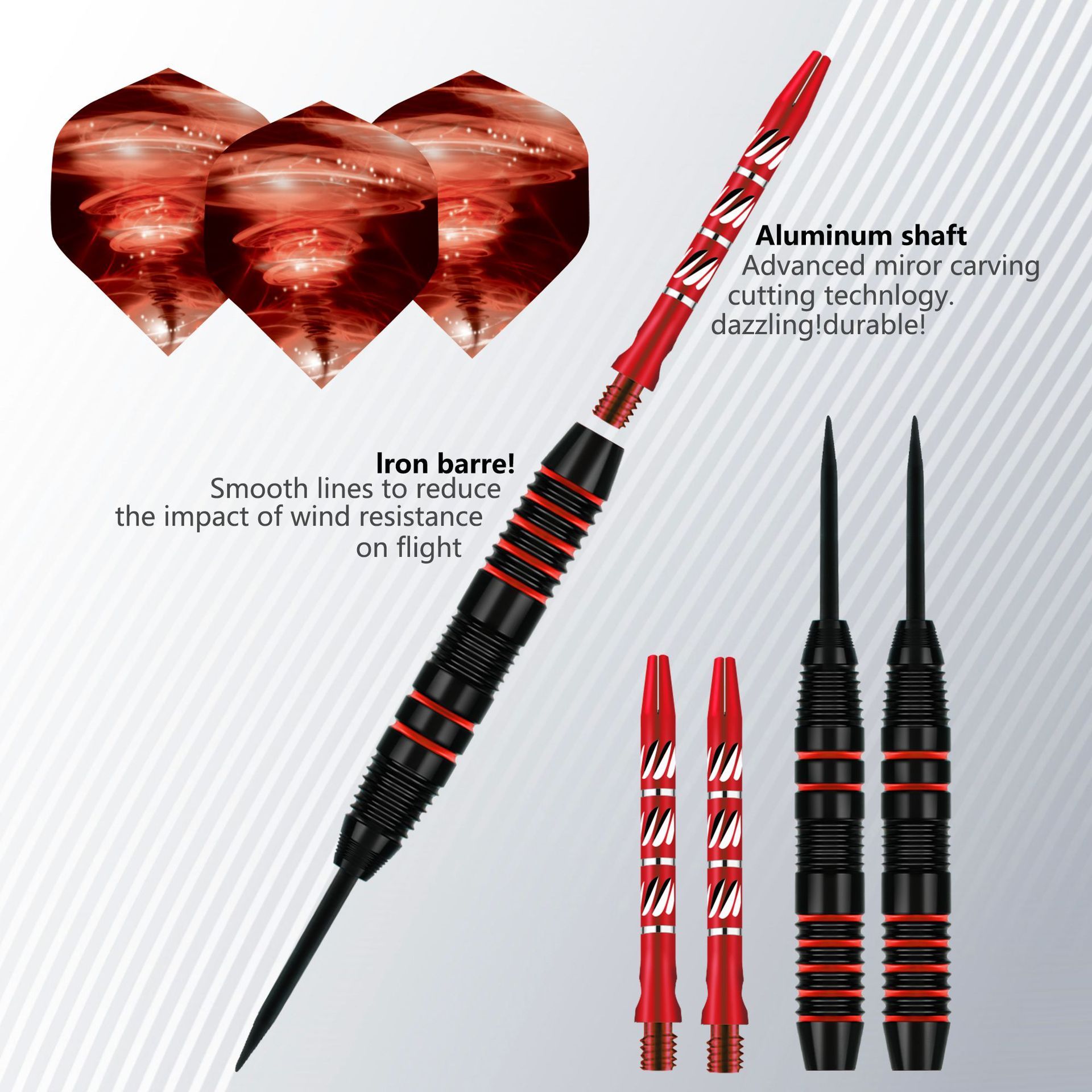 Tungsten Darts 3pcs/sets with Case+Steel Tip Needle+Barrel+Flights+Sports Shafts Professional Monochrome/Bicolor Darts Gifts