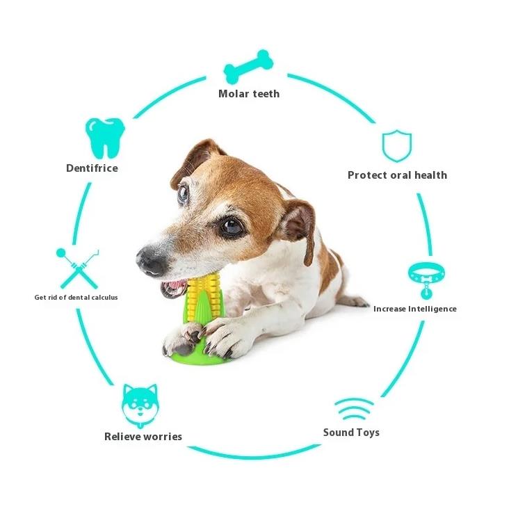 Pet Teething Toy For Aggressive Chewers Sounding Dog Chew Stick Corn Bite Resistant Pet Fun Squeak Toy Teething Cleaner Supplies