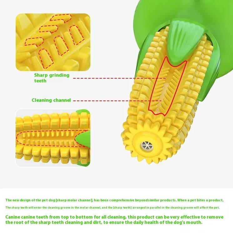 Pet Teething Toy For Aggressive Chewers Sounding Dog Chew Stick Corn Bite Resistant Pet Fun Squeak Toy Teething Cleaner Supplies