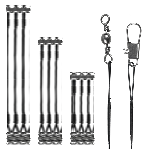 60Pcs Fishing Leader line Steel Wire Leader Fishing lure hooks connector catfish rig Saltwater rig leader Fishing tackle
