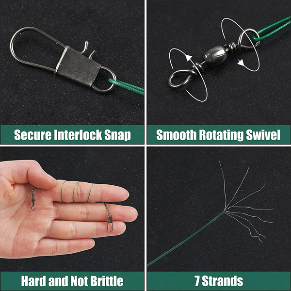 60Pcs Fishing Leader line Steel Wire Leader Fishing lure hooks connector catfish rig Saltwater rig leader Fishing tackle