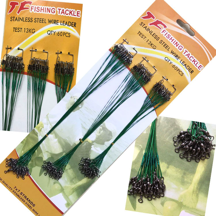 60Pcs Fishing Leader line Steel Wire Leader Fishing lure hooks connector catfish rig Saltwater rig leader Fishing tackle