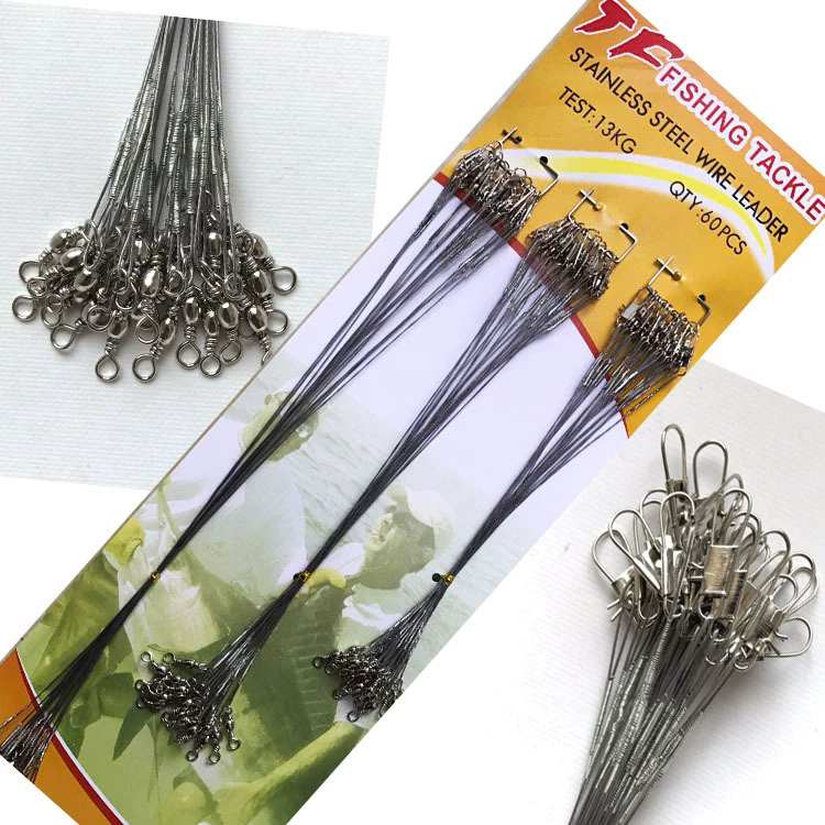 60Pcs Fishing Leader line Steel Wire Leader Fishing lure hooks connector catfish rig Saltwater rig leader Fishing tackle
