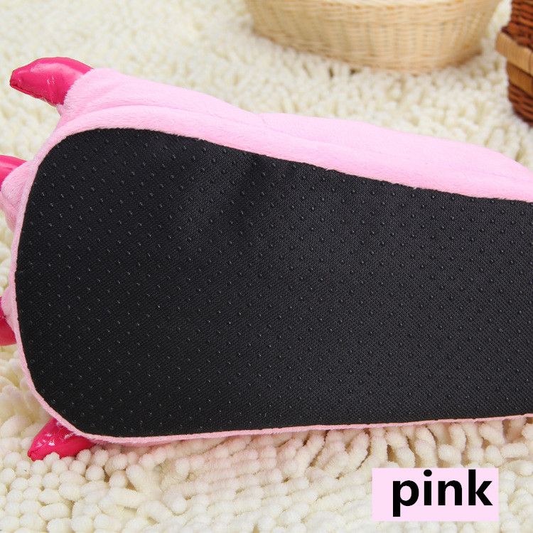 1Pair   Winter animal sleepwear, Stitch tiger dinosaur paw cartoon warm home, cute and cute plush toy slippers