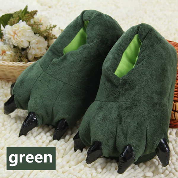 1Pair   Winter animal sleepwear, Stitch tiger dinosaur paw cartoon warm home, cute and cute plush toy slippers