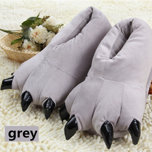 1Pair   Winter animal sleepwear, Stitch tiger dinosaur paw cartoon warm home, cute and cute plush toy slippers