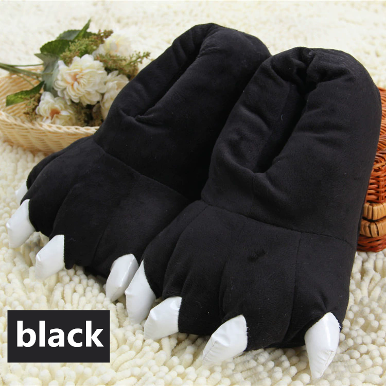 1Pair   Winter animal sleepwear, Stitch tiger dinosaur paw cartoon warm home, cute and cute plush toy slippers