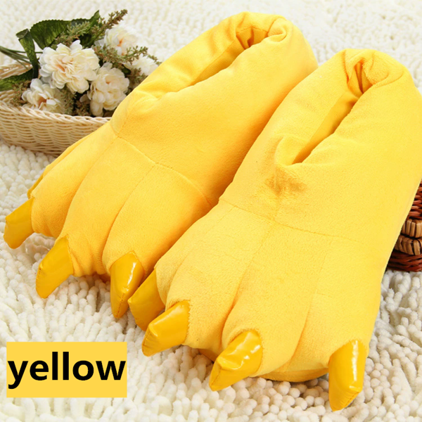 1Pair   Winter animal sleepwear, Stitch tiger dinosaur paw cartoon warm home, cute and cute plush toy slippers