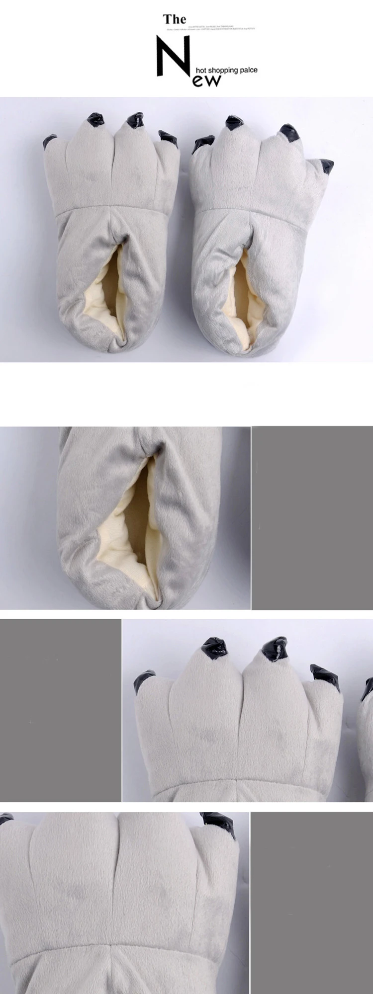 1Pair   Winter animal sleepwear, Stitch tiger dinosaur paw cartoon warm home, cute and cute plush toy slippers