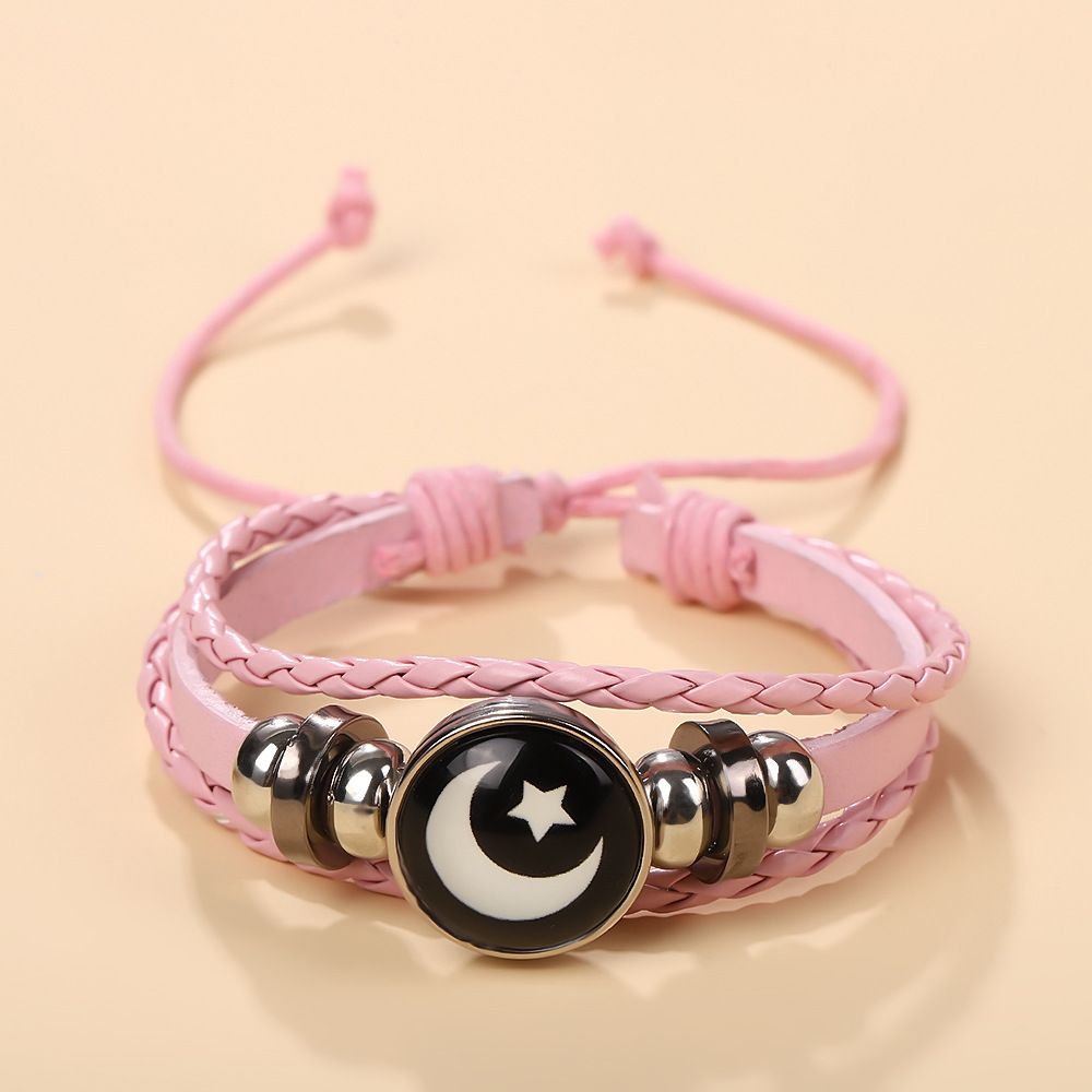 1PC   2025 New Sun and Moon Couple Bracelet with Night Light Black Weaving Romantic Bracelet Friend Birthday Gift A-2156