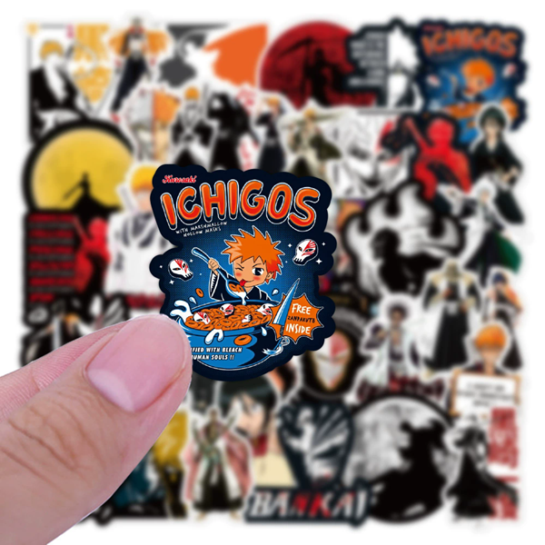 50PCS   Kurosaki Ichigo Bleach Cartoon Stickers Girls Rukia Inoue Sticker Car Laptop Skateboard Phone Kenpachi Anime Decal H-79
