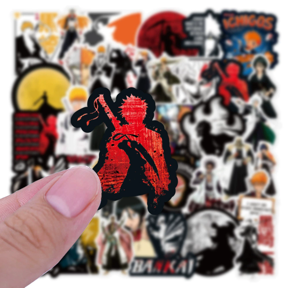 50PCS   Kurosaki Ichigo Bleach Cartoon Stickers Girls Rukia Inoue Sticker Car Laptop Skateboard Phone Kenpachi Anime Decal H-79