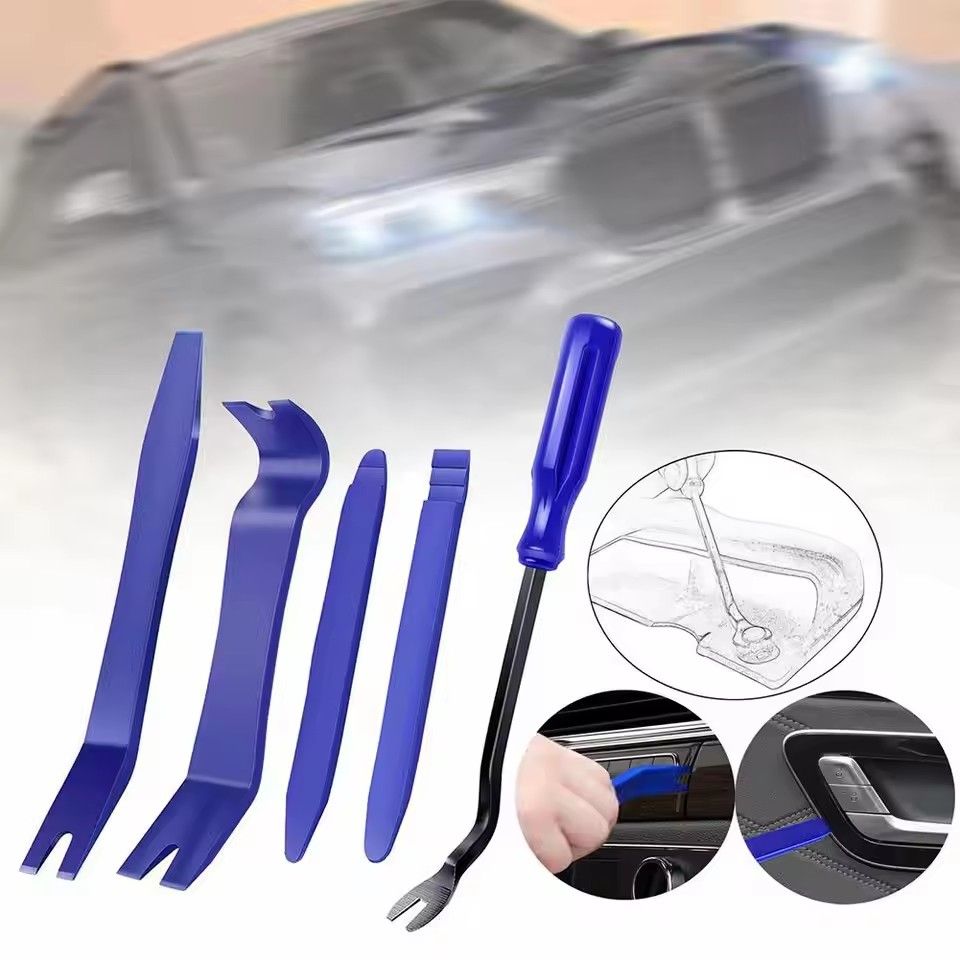 5Pcs Auto Door Clip Panel Trim Removal Tools Kits Navigation Blades Disassembly Car Interior Seesaw Conversion Repairing Tool