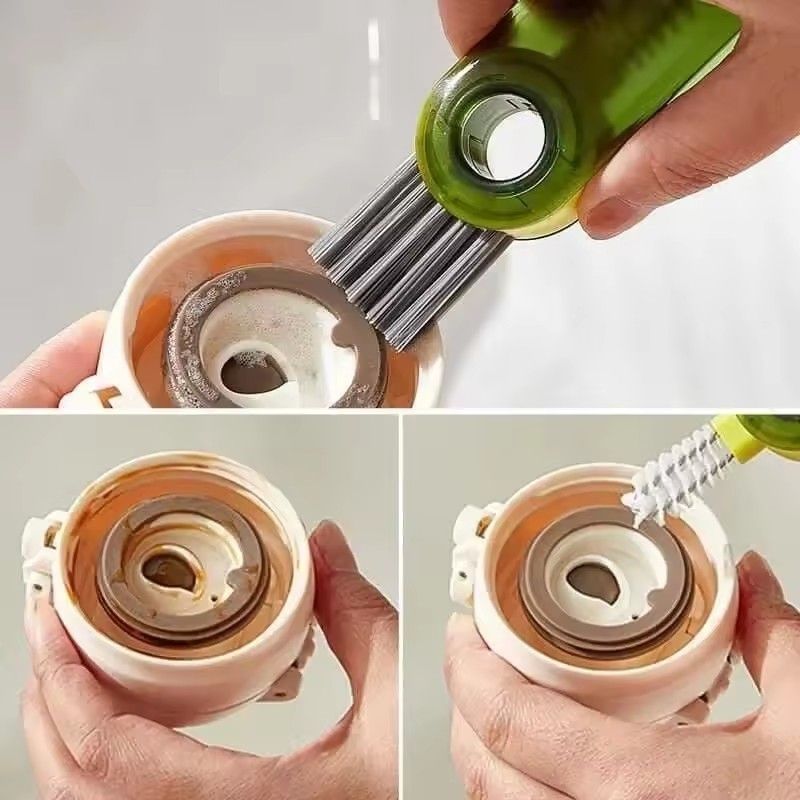 1PC cleaning brush three in one cup brush water cup cleaning artifact thermos bottle gap U-shaped cup mouth cup lid brush
