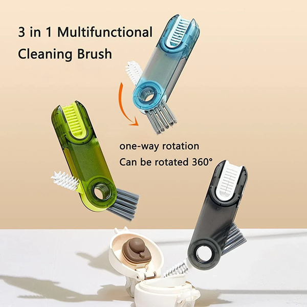 1PC cleaning brush three in one cup brush water cup cleaning artifact thermos bottle gap U-shaped cup mouth cup lid brush