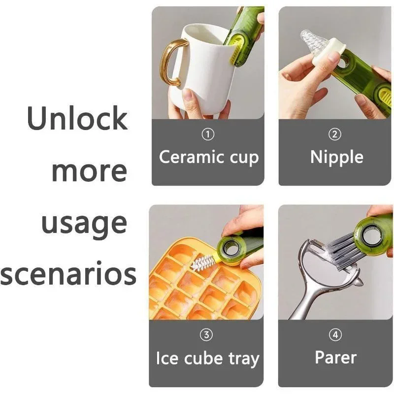1PC cleaning brush three in one cup brush water cup cleaning artifact thermos bottle gap U-shaped cup mouth cup lid brush