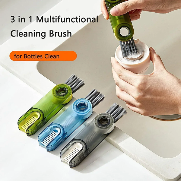 1PC cleaning brush three in one cup brush water cup cleaning artifact thermos bottle gap U-shaped cup mouth cup lid brush