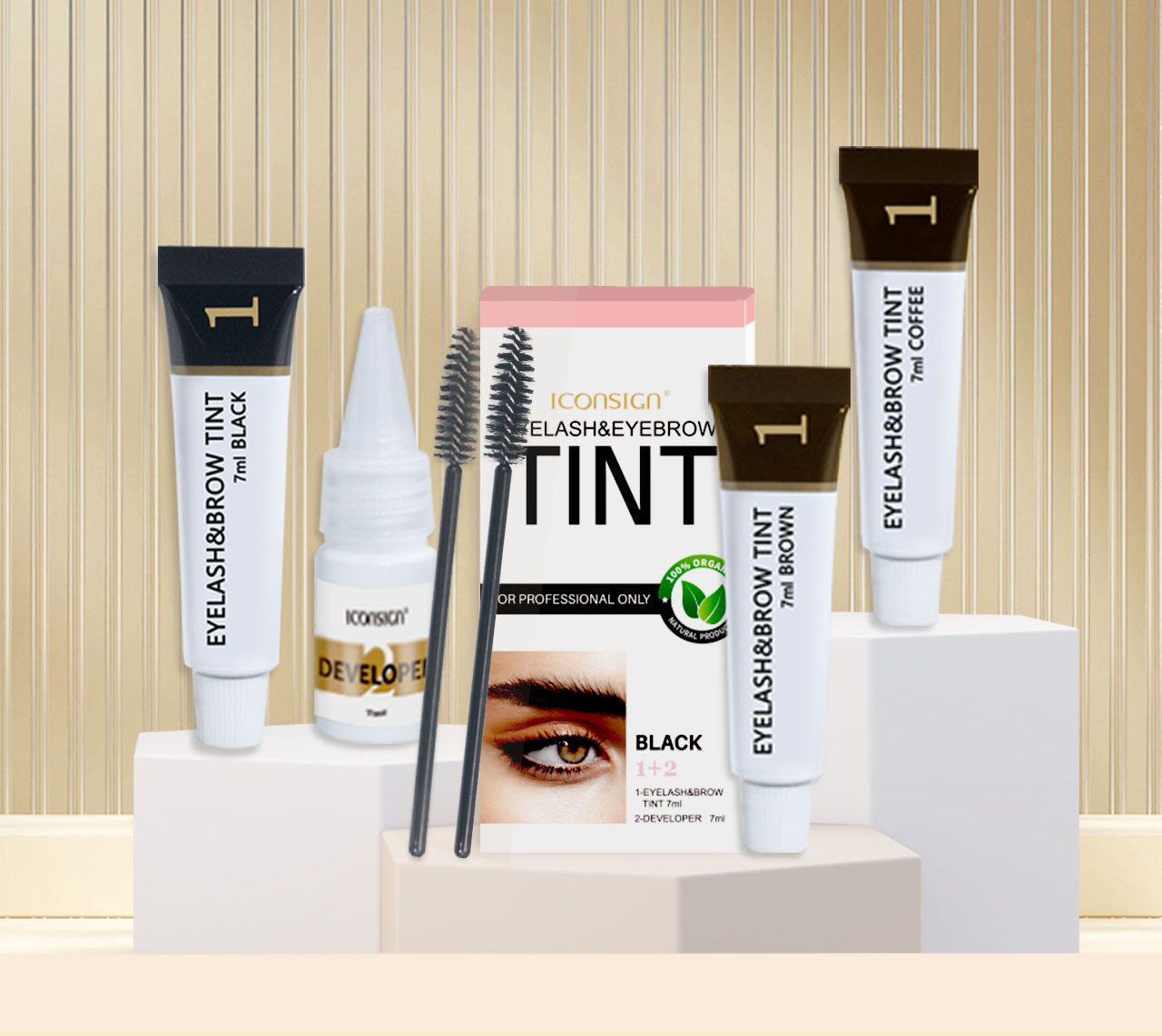 1 Set   Eyelashes and Eyebrow Tint Dye Eyebrow Dye Waterproof Long-lasting Eyebrow Brow Kit Semi Permanent Eyebrow black brown view 10