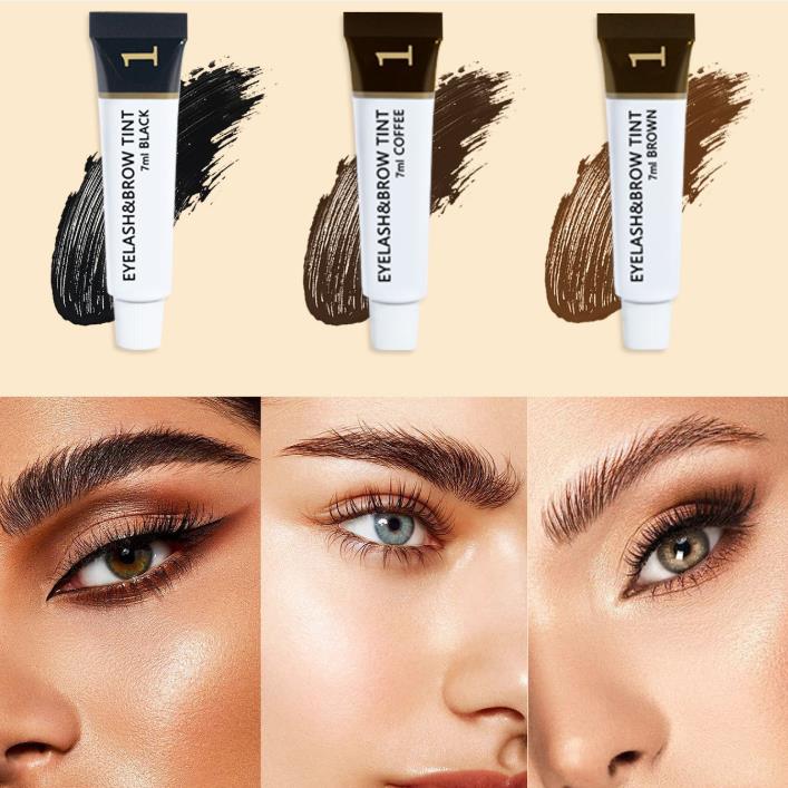 1 Set   Eyelashes and Eyebrow Tint Dye Eyebrow Dye Waterproof Long-lasting Eyebrow Brow Kit Semi Permanent Eyebrow black brown view 5