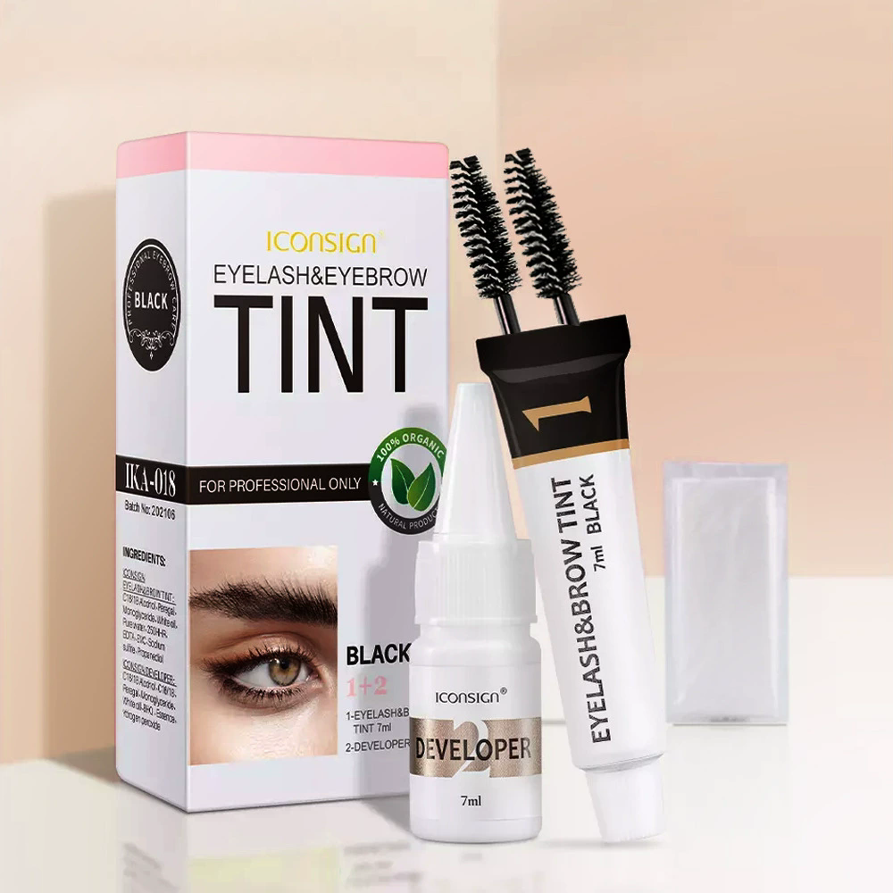 1 Set   Eyelashes and Eyebrow Tint Dye Eyebrow Dye Waterproof Long-lasting Eyebrow Brow Kit Semi Permanent Eyebrow black brown view 9
