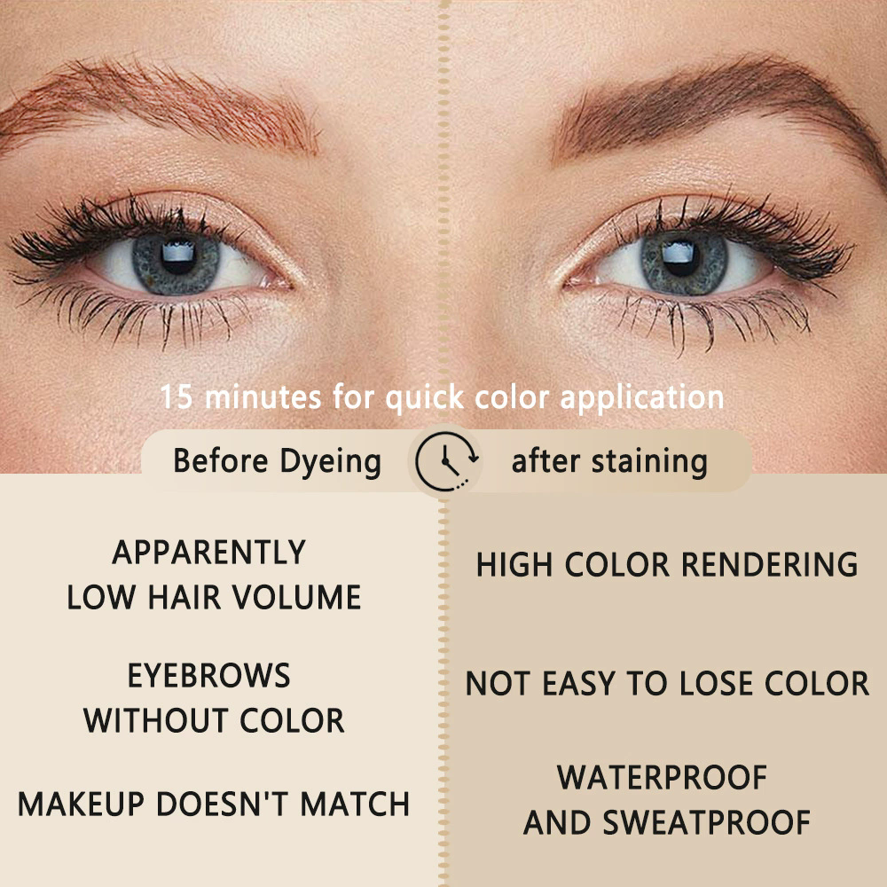 1 Set   Eyelashes and Eyebrow Tint Dye Eyebrow Dye Waterproof Long-lasting Eyebrow Brow Kit Semi Permanent Eyebrow black brown view 4