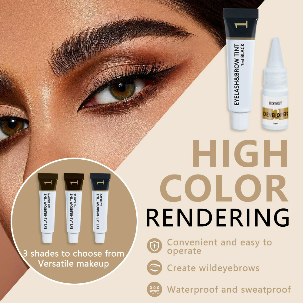 1 Set   Eyelashes and Eyebrow Tint Dye Eyebrow Dye Waterproof Long-lasting Eyebrow Brow Kit Semi Permanent Eyebrow black brown