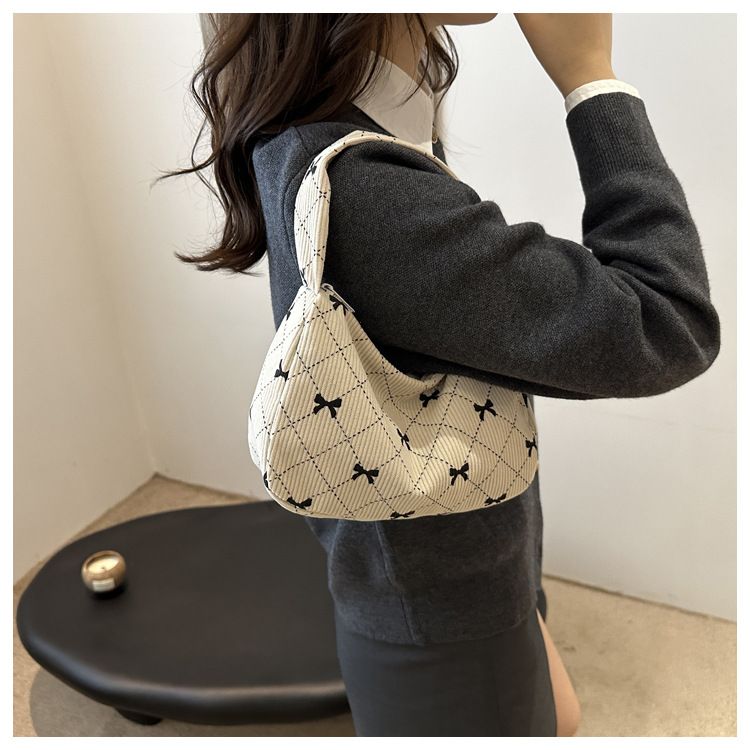 1PC  Trendy Large Capacity Shoulder Bag Trendy Casual Underarm Bag Bownot Commuting Bag Party Top-Handle Bags